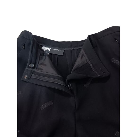 AKRIS Wide Leg Double Face Wool Pants 12 Ankle 33x26 Embellished Dressy Career - Picture 10 of 14